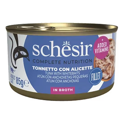 SCHESIR GATO HUMIDO ATUM/ANCHOVAS CALDO COMPLETE NUTRITION