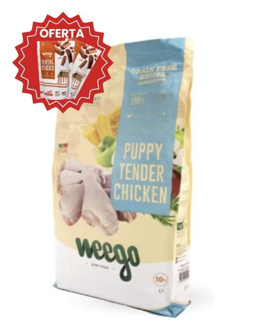 OFERTA 2 Dental Sticks: Weego Dog Grain Free Food Grain Free Puppy Tender Chicken 10 KG
