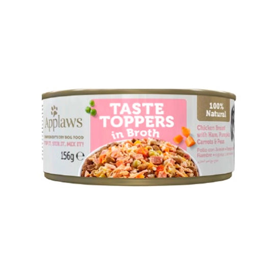 APPLAWS DOG LATA TOPPER POLLO JAMÓN VERDURAS CALDO | 12 X 156GR