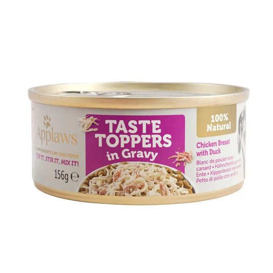 APPLAWS DOG LATA TOPPER POLLO Y PATO EN SALSA | 12 X 156GR
