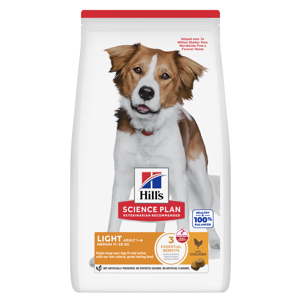 Hill's Adult Medium Light - Pienso seco para perros de raza mediana - Pollo