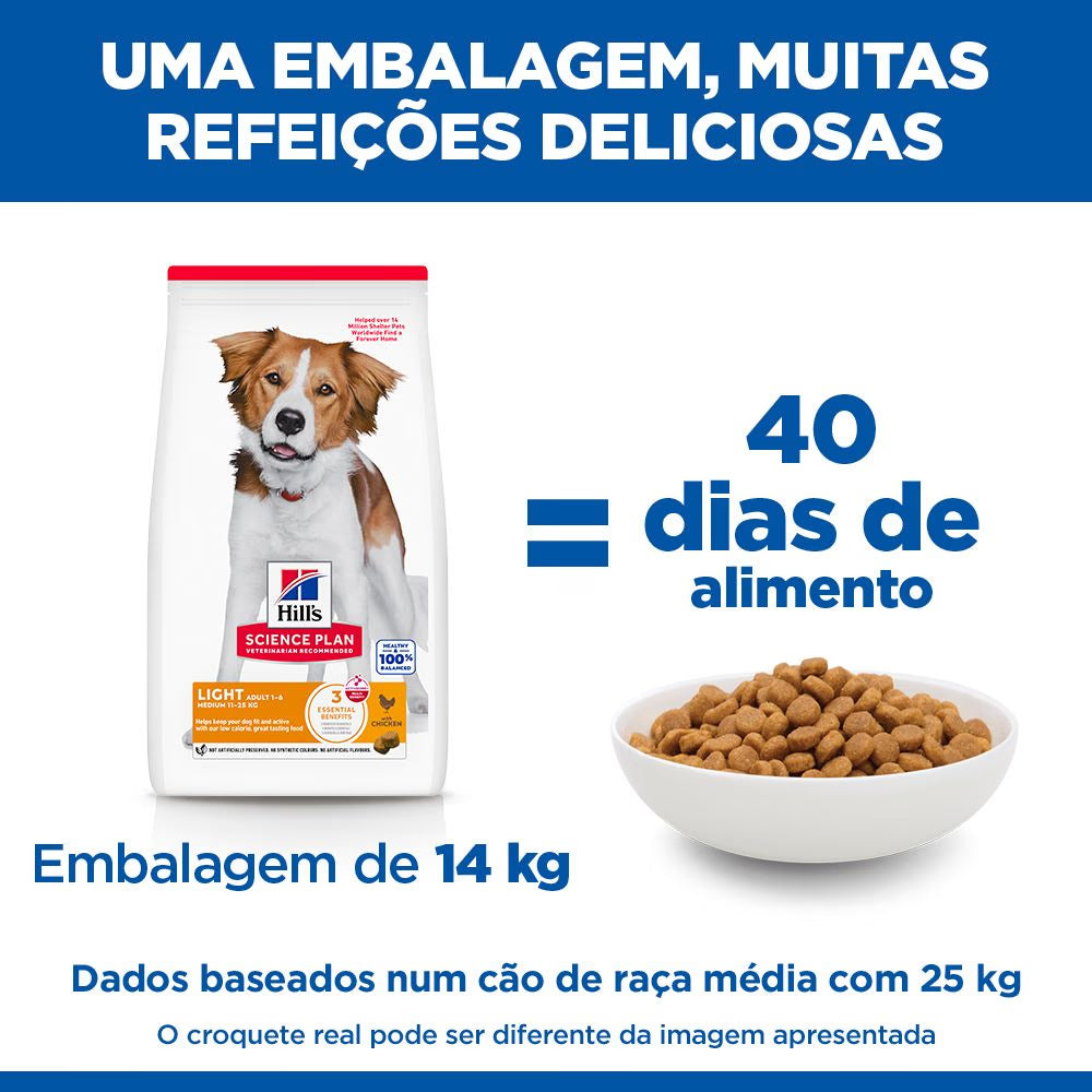 Hill's Adult Medium Light - Pienso seco para perros de raza mediana - Pollo