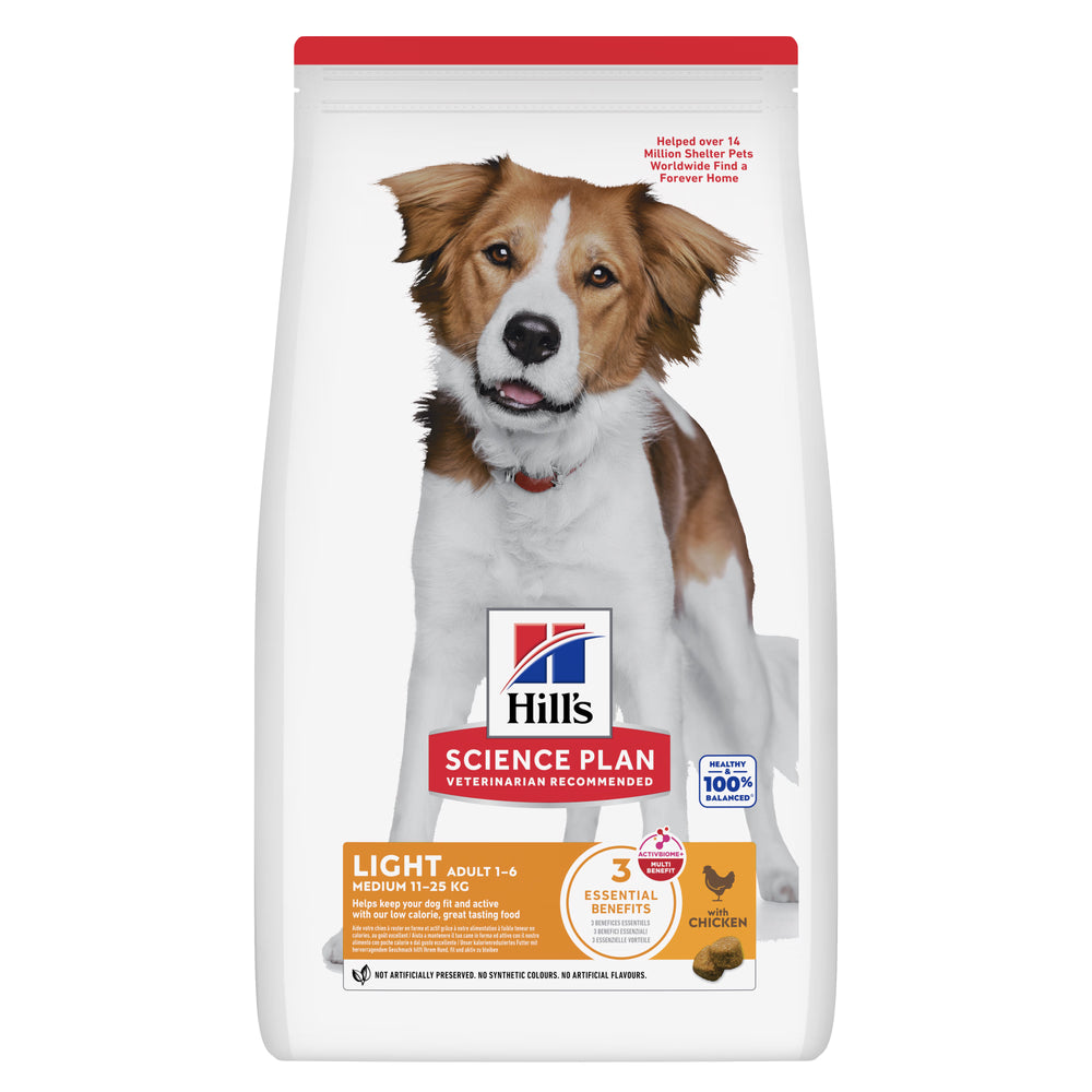 Hill's Adult Medium Light - Pienso seco para perros de raza mediana - Pollo