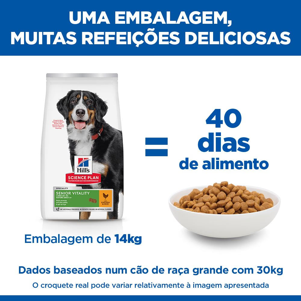 Hills Science Plan Youthful Vitality Raças Grandes Adulto Maduro 6+ Cão Frango e Arroz - Ração seca para cão