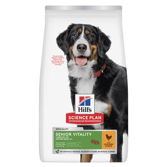 Hills Science Plan Youthful Vitality Razas Grandes Adulto Maduro 6+ Perro Pollo y Arroz - Pienso seco para perro