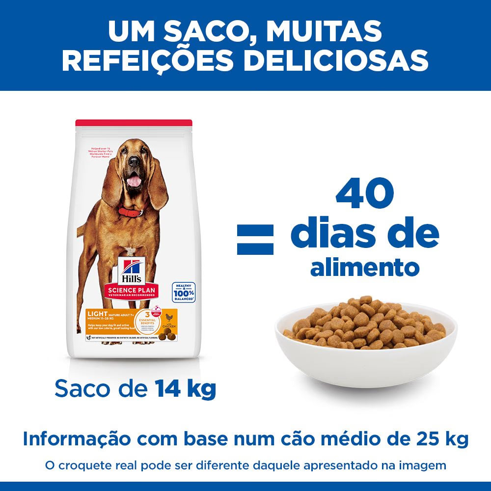 Hill's Light Mature Adult 7+ Medium - Pienso seco para perros de raza mediana de más de 7 años - Pollo