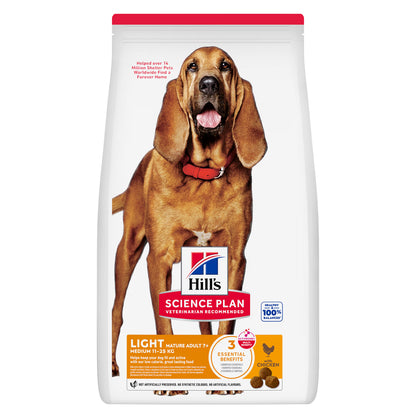 Hill's Light Mature Adult 7+ Medium - Pienso seco para perros de raza mediana de más de 7 años - Pollo
