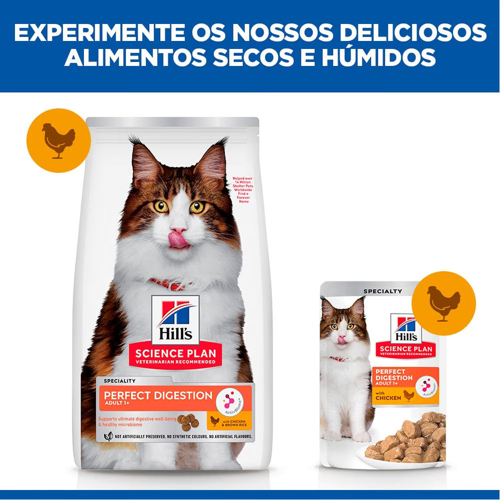 Hills Science Plan Perfect Digestion Gato Adulto Pollo - Pienso seco para gato para digestión saludable