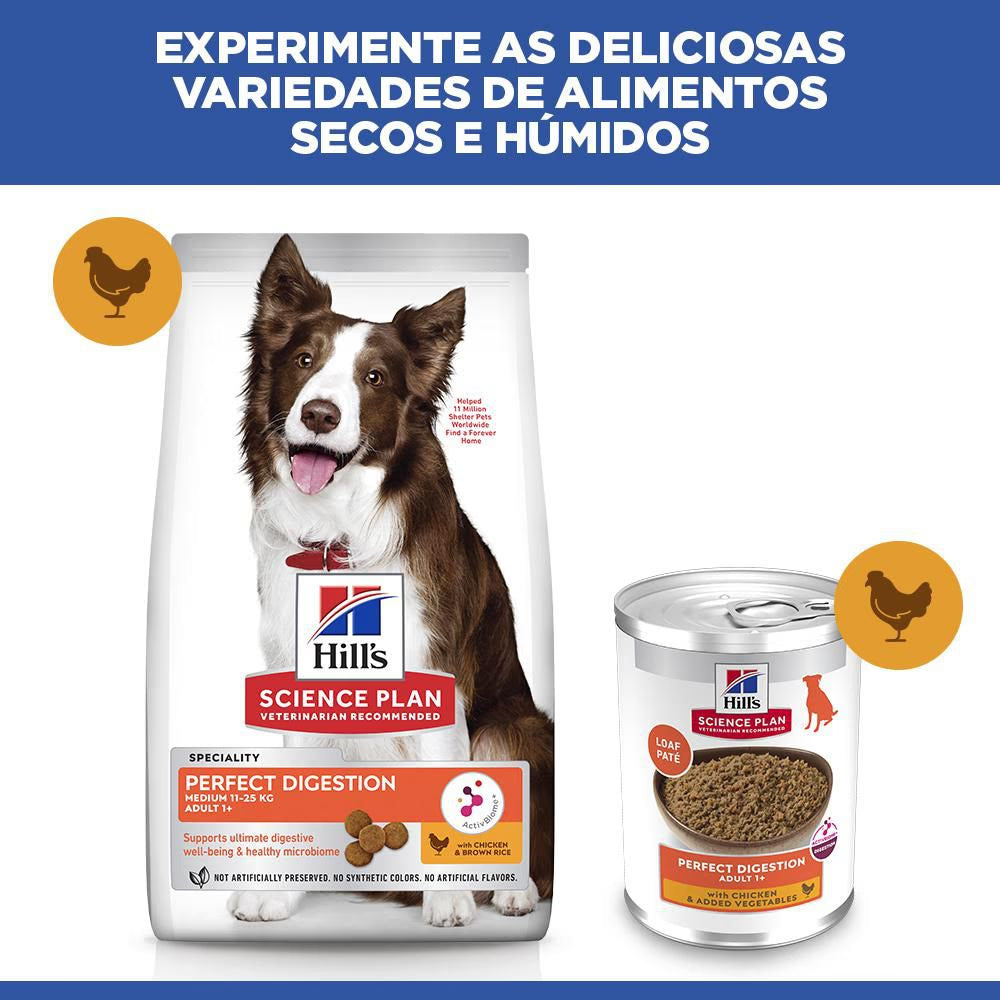 Hills Science Plan Dog Perfect Digestion Medium Adulto with Chicken - Ração seca para cão com frango