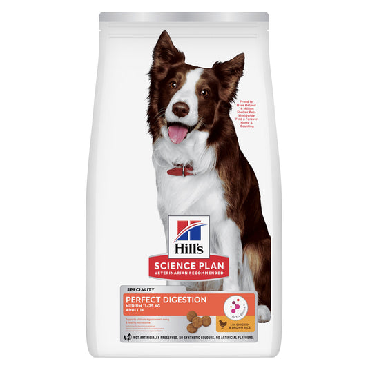 Hills Science Plan Dog Perfect Digestion Medium Adulto with Chicken - Pienso seco para perro con pollo