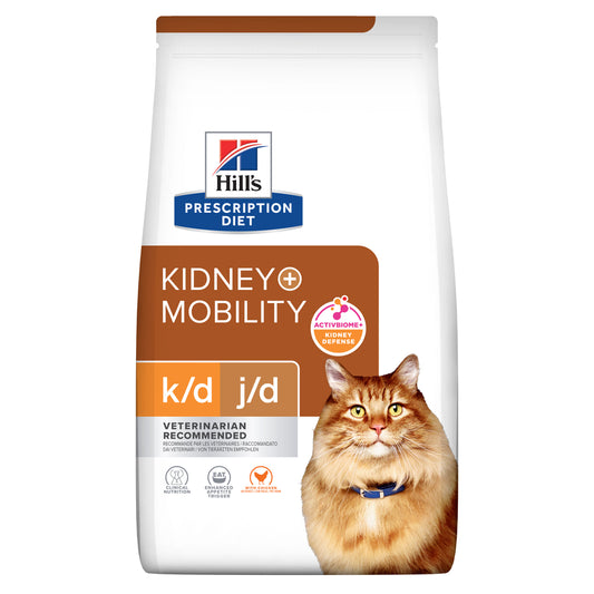 Hills Prescription Diet Kidney + Mobility k/d J/d Gato Pollo - Pienso seco para gato para soporte renal y articular