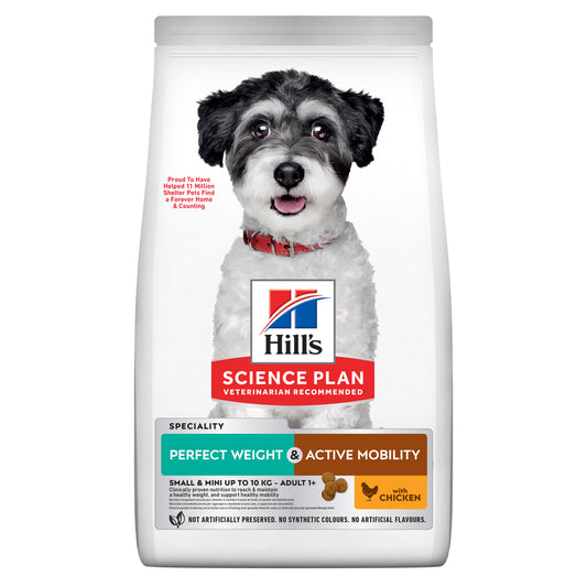 Hill's Perfect Weight & Active Mobility Small - Pienso seco para perros pequeños para control de peso y movilidad - Pollo