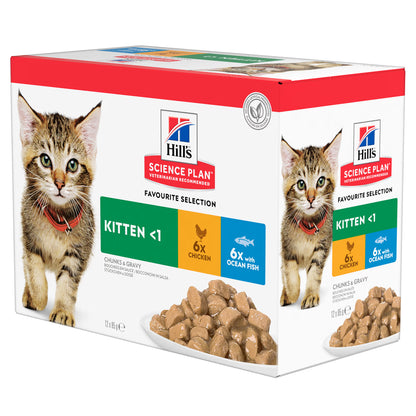 Hills Science Plan Gato Gatito Pollo y Pescado del Océano - Comida húmeda para gato en crecimiento