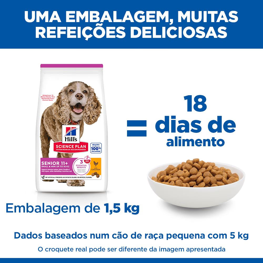 Hills Science Plan Small & Mini Sénior 11+ Cão Frango - Ração seca para cão