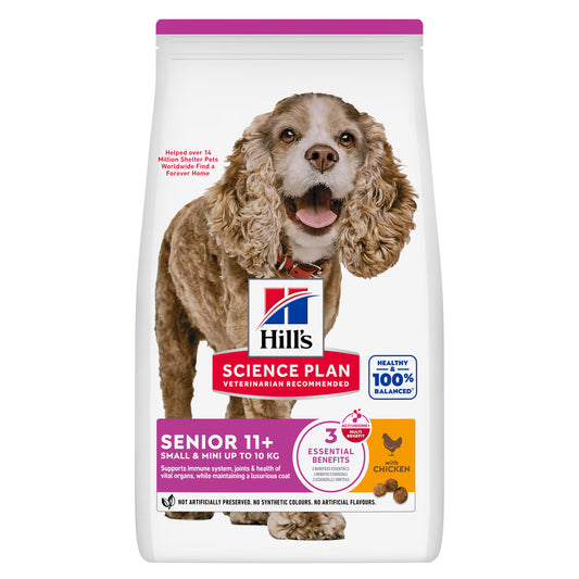 Hills Science Plan Small & Mini Sénior 11+ Cão Frango - Ração seca para cão