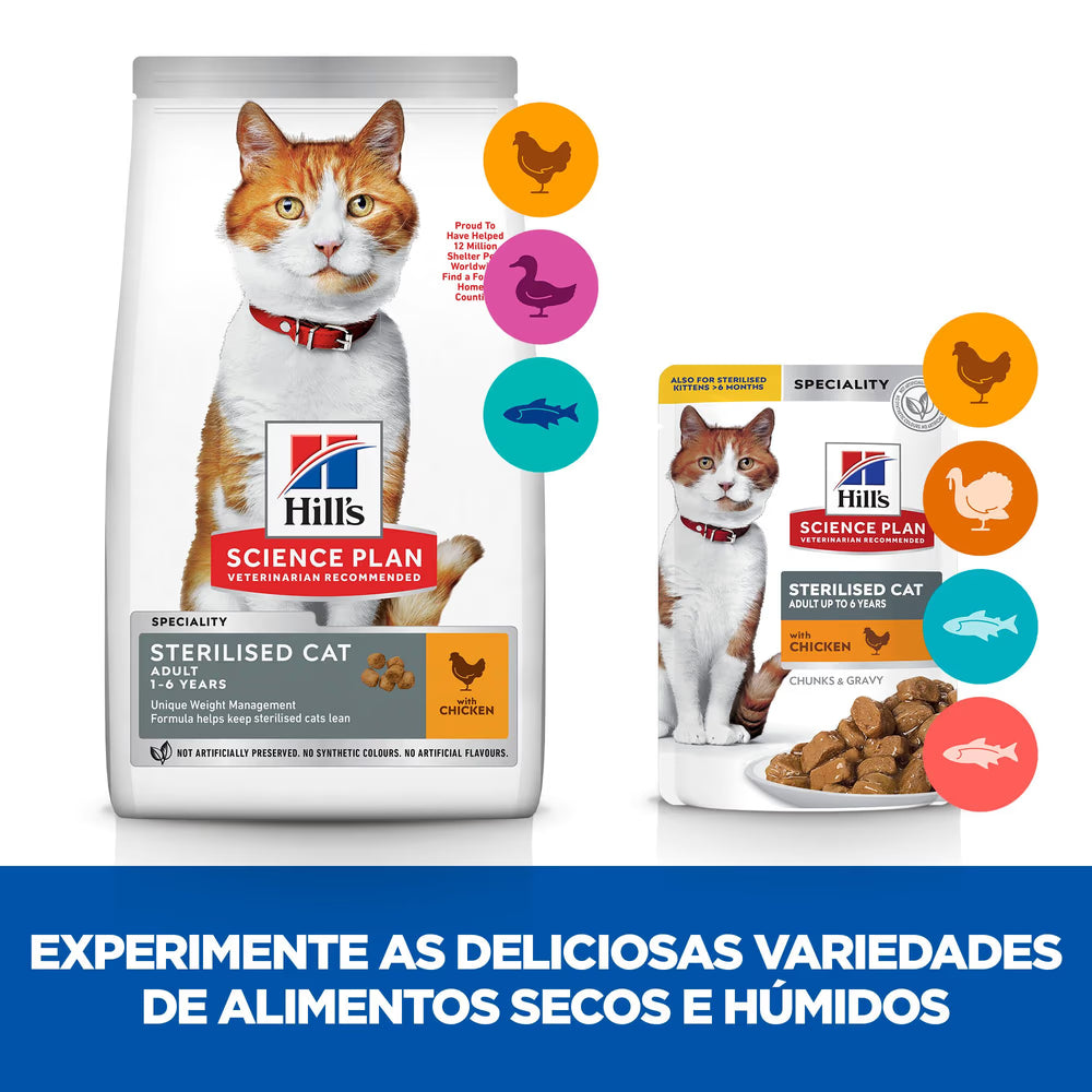 Hills Science Plan Gato Joven Adulto Pollo, Salmón, Atún y Pavo - Comida húmeda para gato para control de peso y salud urinaria