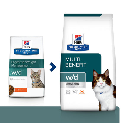 Hills Prescription Diet w/d Gato Pollo - Pienso seco para gato para control de peso