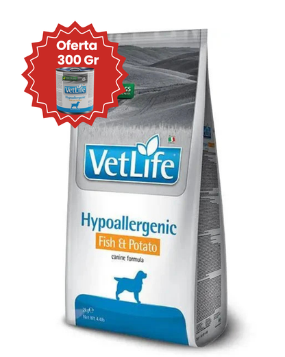 OFERTA: Ração Veterinária Cão Farmina Vet Life Canine Hypoallergenic Fish & Potato | 12 Kg + OFERTA Ração Veterinária húmida para Cão Farmina Vet Life Canine Hypoallergenic Fish & Potato | 300 g