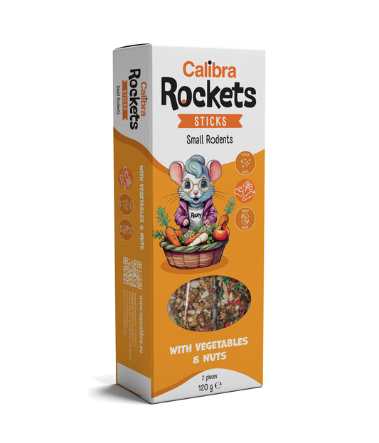 Calibra Rockets Sticks Roedores Verduras e Nozes - Snack para roedores