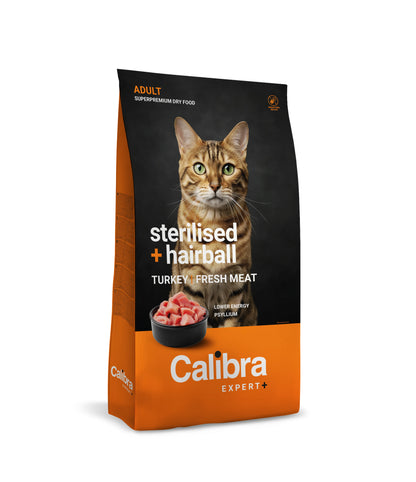 Calibra Cat Expert+ Adult Sterilised & Hairball - Ração seca para gato esterilizado e bolas de pelo
