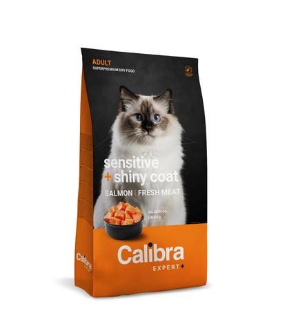 Calibra CAT EXPERT+ ADULT SENSITIVE & SHINY COAT - Ração seca para gato com pele sensível e pelo brilhante