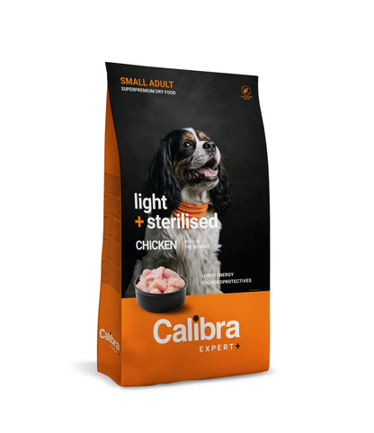 Calibra Dog Expert+ Adult Small Light&Steril Pollo - Ração seca para cão esterilizado com frango