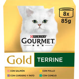 Gourmet Gold Multi Terrine Surtido Gato Adulto Salmão e Feijão Verde - Ração húmida para gato