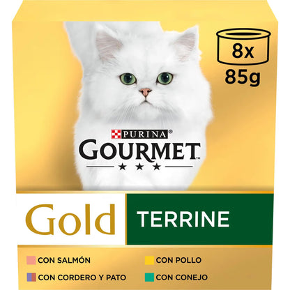 Gourmet Gold Multi Terrine Surtido Gato Adulto Salmão e Feijão Verde - Ração húmida para gato