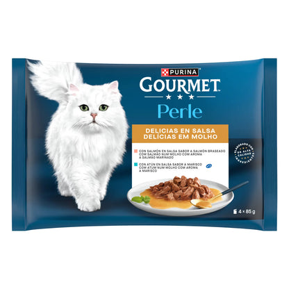 Gourmet Perle Delícias em Molho Gato Adulto e Sénior Peixes - Ração húmida para gato