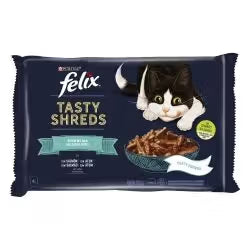 Felix Tasty Shreds Felix Seleção de Peixes Atum e Salmão - Comida húmeda para gato con atún y salmón