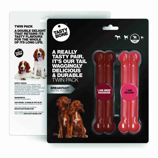 Tastybone Twin Pack Salchicha Ternera Bacon - Brinquedo para cão