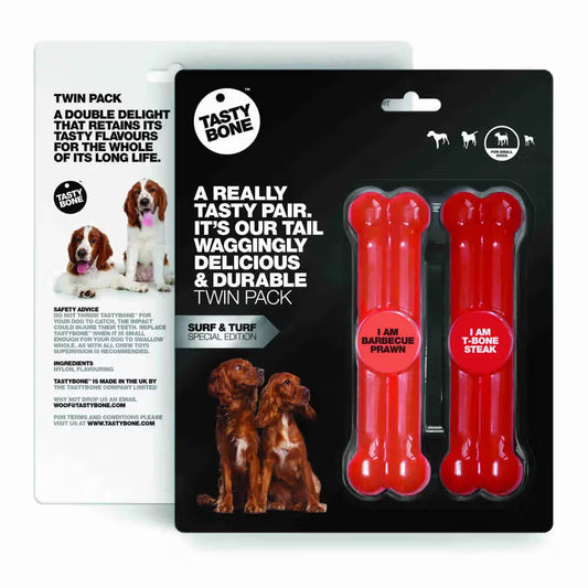 Tastybone Twin Pack Gamba BBQ Steak - Brinquedo para cão