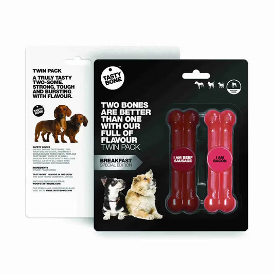 Tastybone Twin Pack Salchicha Ternera Bacon Toy - Brinquedo para cão