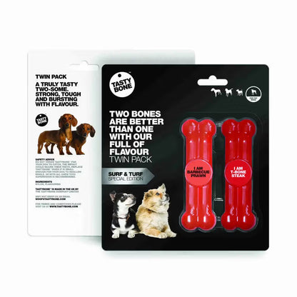 Tastybone Twin Pack Gamba BBQ Steak Toy - Juguete para perro
