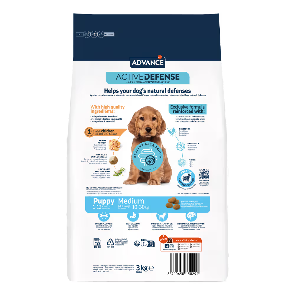 Advance Medium Cachorro Perro Pollo y Arroz - Pienso seco para perro