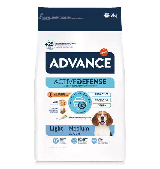 Advance Perro Medium Light Pollo y Arroz - Pienso seco para perro para control de peso