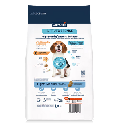 Advance Perro Medium Light Pollo y Arroz - Pienso seco para perro para control de peso
