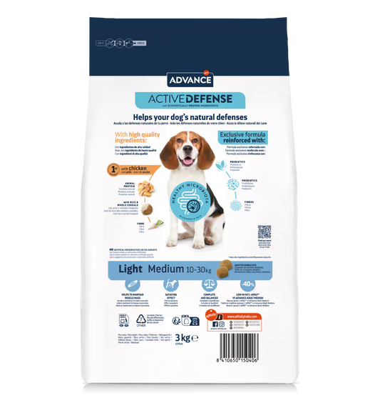 Advance Perro Medium Light Pollo y Arroz - Pienso seco para perro para control de peso