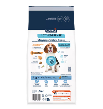 Advance Perro Medium Light Pollo y Arroz - Pienso seco para perro para control de peso
