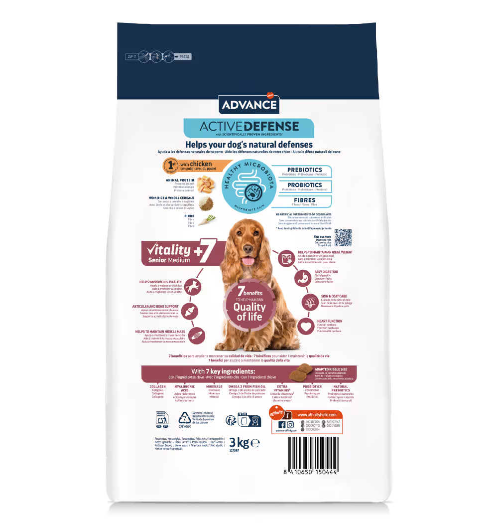 Advance Perro Medium Senior +7 Pollo y Arroz - Pienso seco para perro senior