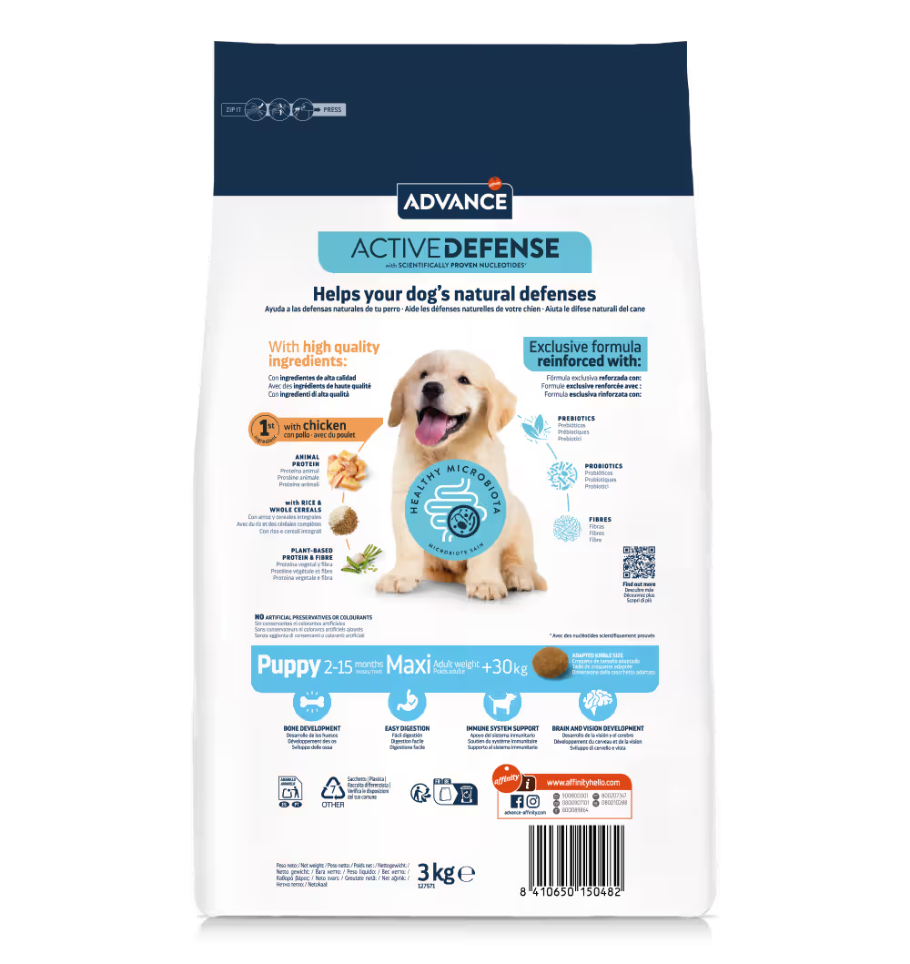 Advance Maxi Cachorro Cão Frango e Arroz - Ração seca para cão com frango e arroz