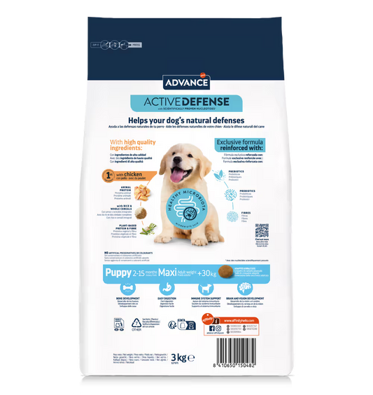 Advance Maxi Cachorro Perro Pollo y Arroz - Pienso seco para perro con pollo y arroz