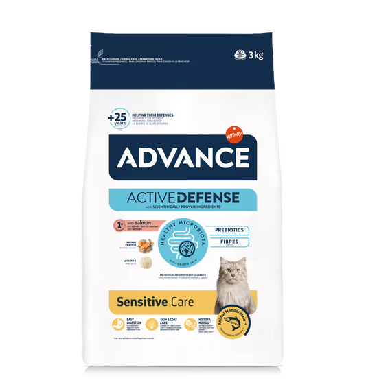 Advance Adulto Sensitive Care Gato Salmão e Arroz - Ração seca para gato com digestão e pele sensíveis