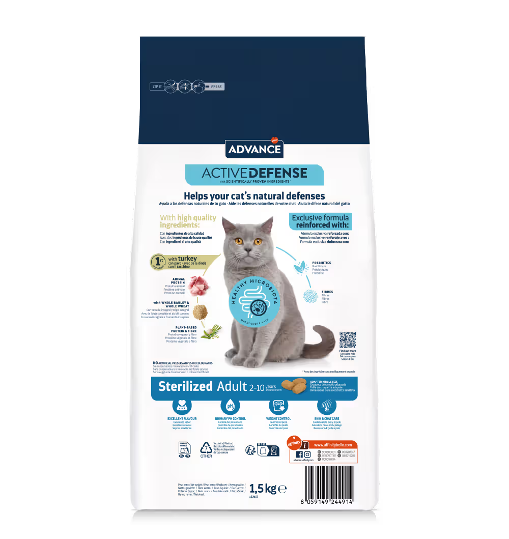 Advance Sterilized Gato Pavo y Cebada - Pienso seco para gato esterilizado