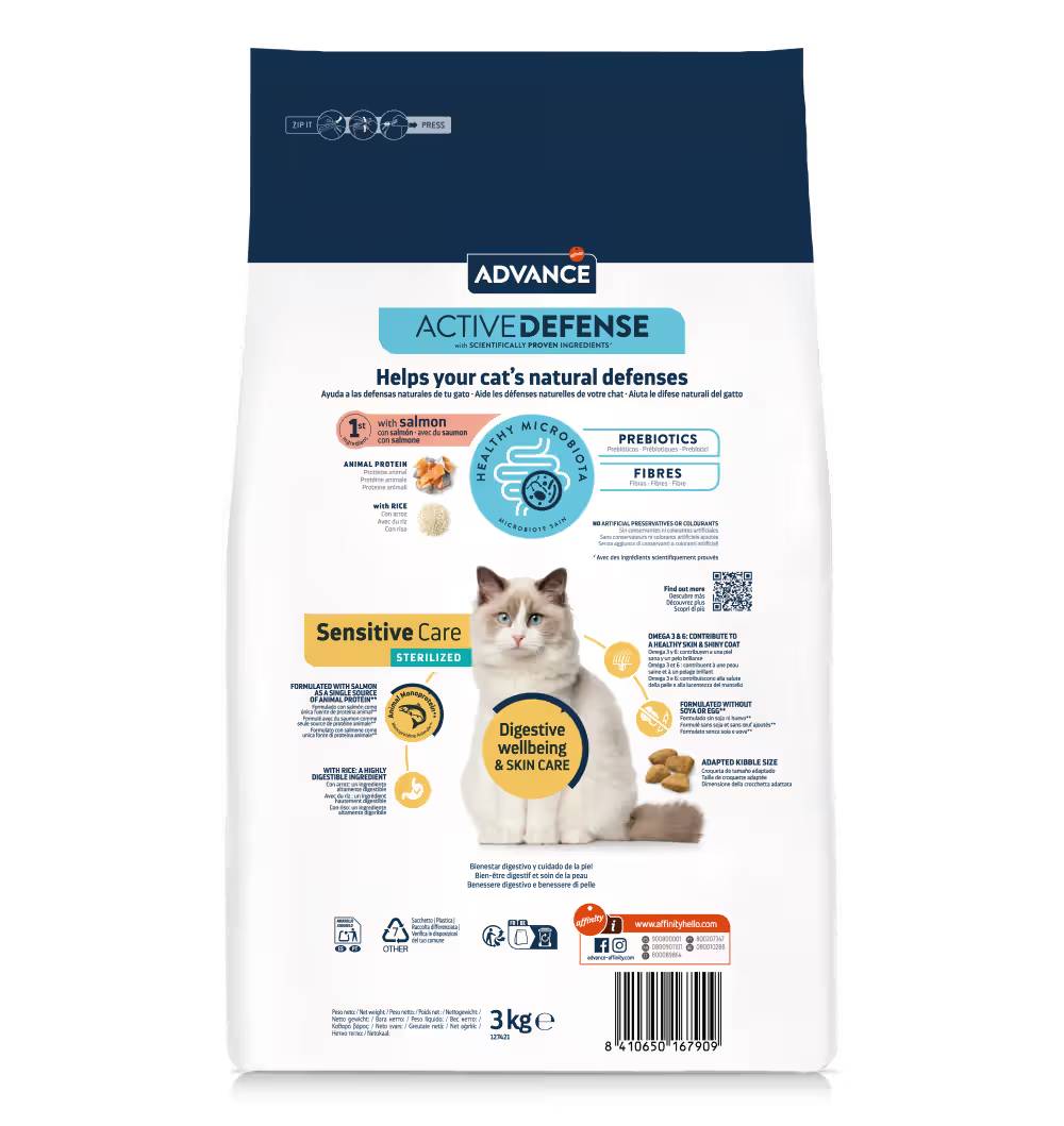 Advance Gato Sterilized Sensitive Care Salmón y Arroz - Pienso seco para gato esterilizado con sensibilidad