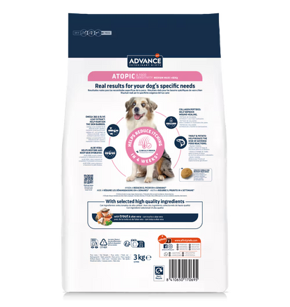 Advance Vet Cão Medium & Maxi Atopic & Food Sensitivity Truta - Ração seca para cão com alergias