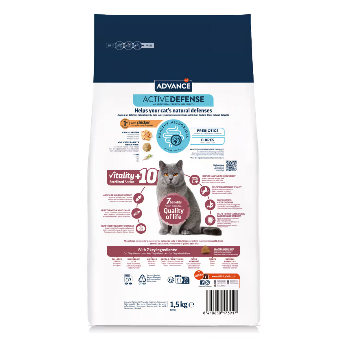 Advance Gato Senior Esterilizado +10 Pollo y Cebada - Pienso seco para gato senior esterilizado