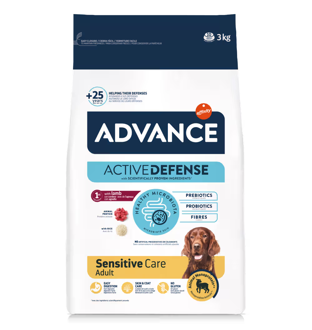 Advance Cão Adulto Sensitive Cordeiro e Arroz - Ração seca para cão com pele e digestão sensíveis