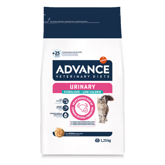 Advance Vet Gato Urinary Sterilized Low Calorie Pollo - Pienso seco para gato esterilizado para salud urinaria y control de peso