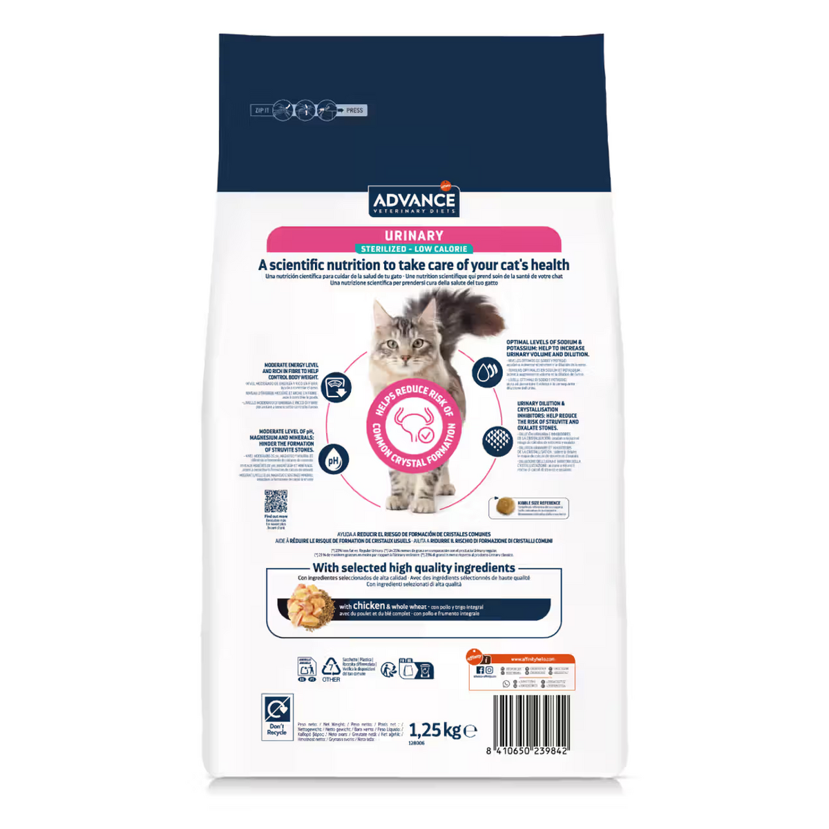 Advance Vet Gato Urinary Sterilized Low Calorie Frango - Ração seca para gato esterilizado para saúde urinária e controlo de peso